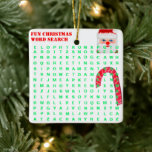 Christmas Find NAME 15 Mini Word Puzzle Two Sided Ceramic Ornament