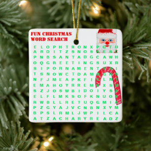 Christmas Find NAME 15 Mini Word Puzzle Two Sided Ceramic Ornament