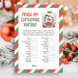 Christmas Finish the Christmas Phrase Game Holiday Card