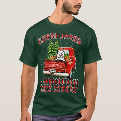 Christmas Finnish Lapphund Through The Snow Dog Sa T_Shirt