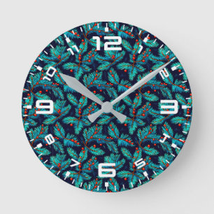 Christmas Fir Branch Pattern-82397 Round Clock