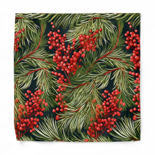 Christmas Fir Branches and Berries Bandana