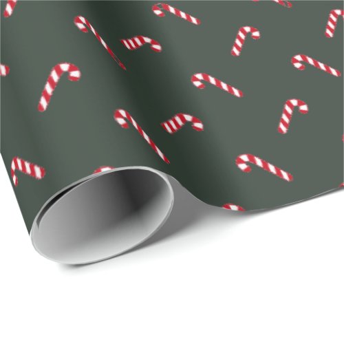 Christmas fir green red cute candy cane elegant wrapping paper