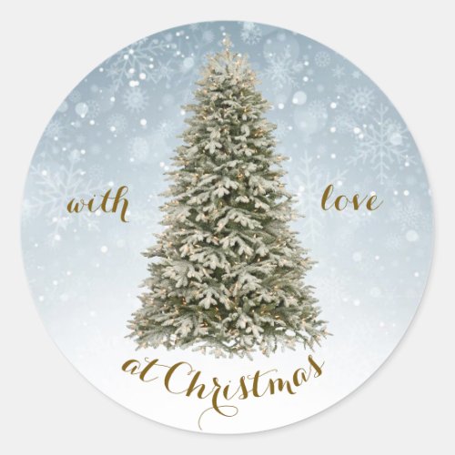 Christmas fir pine tree classic round sticker