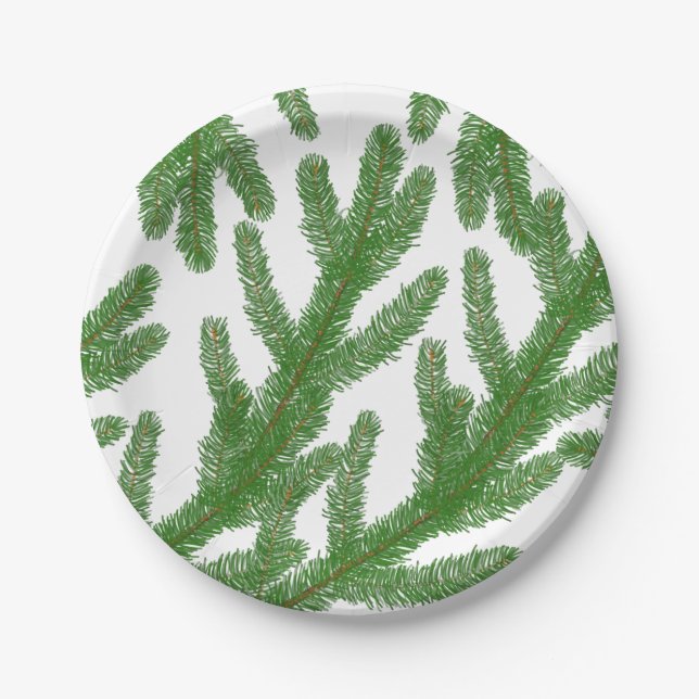 Christmas fir tree branches   paper plates (Front)