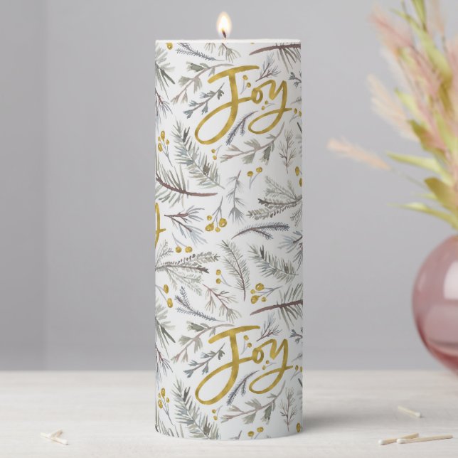 Christmas Fir Twigs Pillar Candle (In Situ)