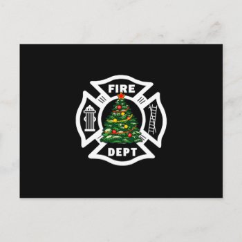 Christmas Fire Dept Holiday Postcard by bonfirefirefighters at Zazzle