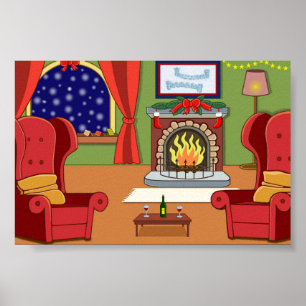 Christmas Fire Poster