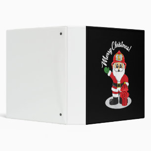 Christmas Firefighter Santa Winter 3 Ring Binder