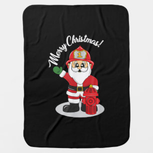 Christmas Firefighter Santa Winter Baby Blanket