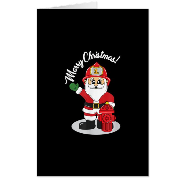 Christmas Firefighter Santa Winter Card (Front)