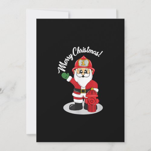 Christmas Firefighter Santa Winter Holiday Card