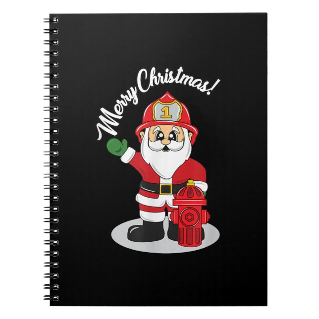 Christmas Firefighter Santa Winter Notebook (Front)