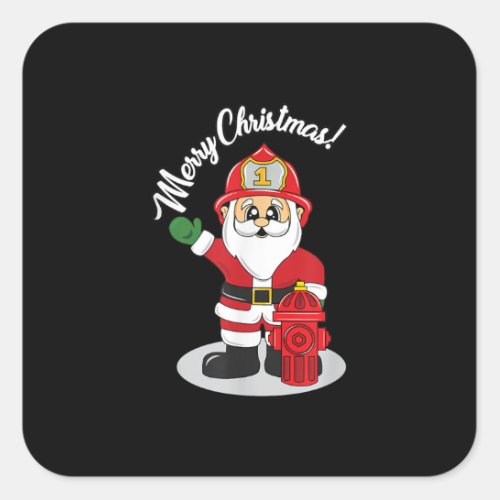 Christmas Firefighter Santa Winter Square Sticker