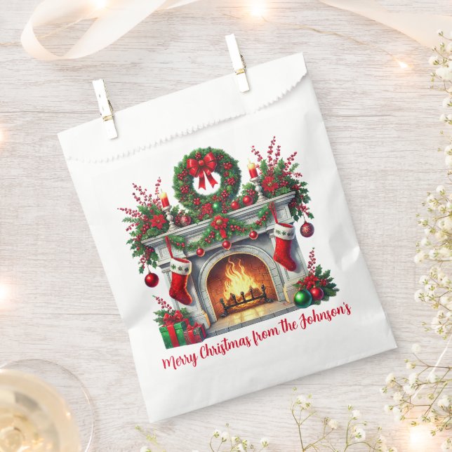 Christmas Fireplace Favor Bag (Clipped)