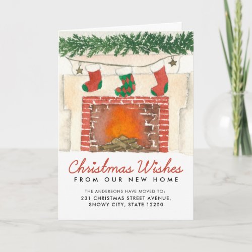 Christmas Fireplace Holiday Moving Announcement