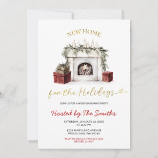 Christmas Fireplace New Home For The Holidays Invitation