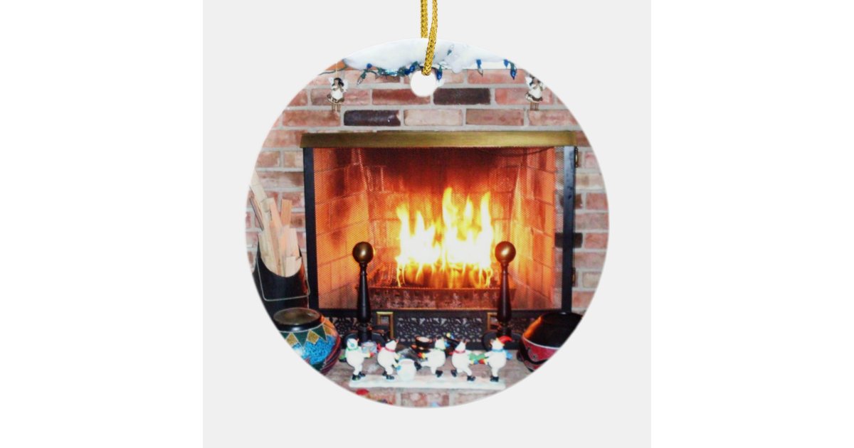CHRISTMAS FIREPLACE ornament Zazzle