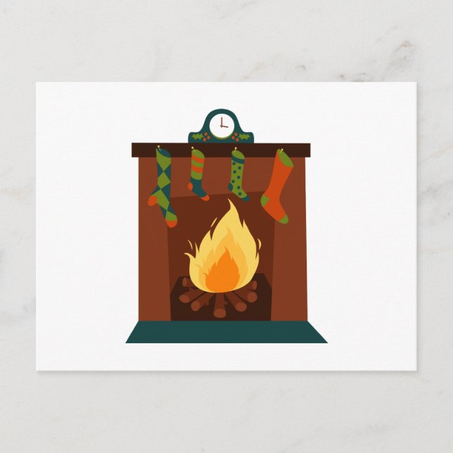 Christmas Fireplace Postcard (Front)