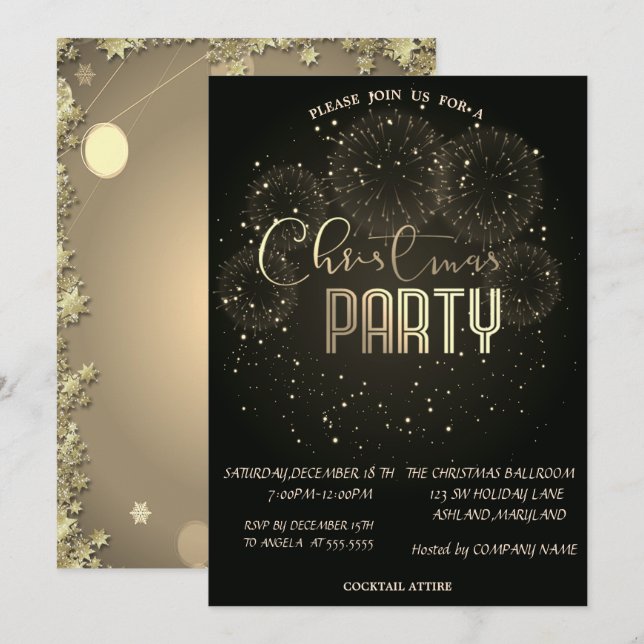 Christmas Fireworks Confetti Christmas Company  In Invitation (Front/Back)