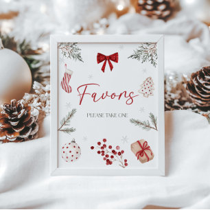 Christmas First Birthday Favors Sign