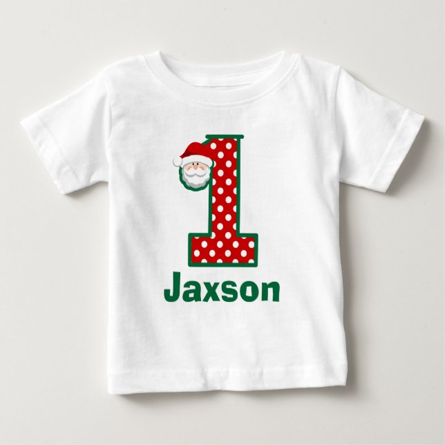 Christmas First Birthday Santa Shirt (Front)
