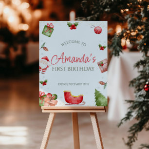 Christmas First Birthday Welcome Sign