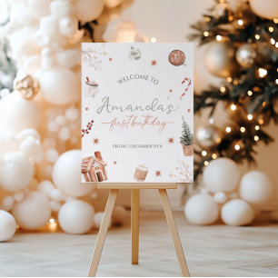 Christmas First Birthday Welcome Sign