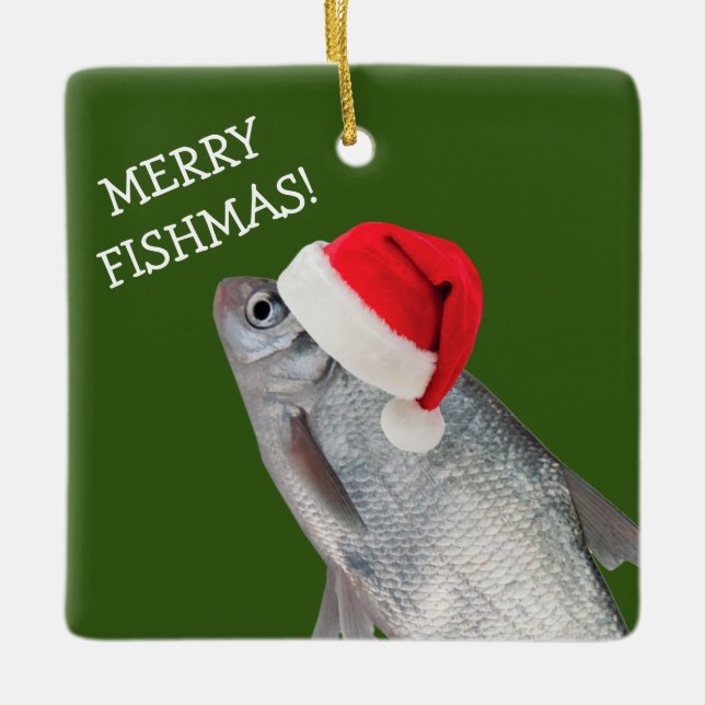 Christmas Fish Ceramic Ornament (Front)