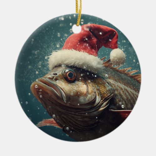 Christmas Fish Ceramic Ornament