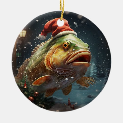 Christmas Fish Ceramic Ornament