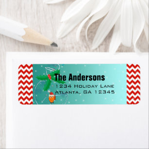 Christmas Fish Chevron Pattern Return Address Label