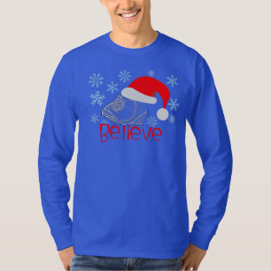 Christmas Fish Head with Santa Hat  T-Shirt