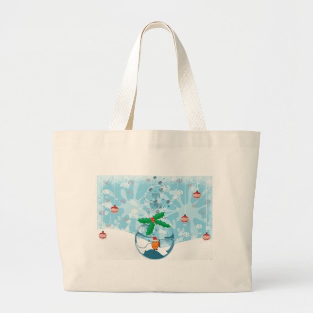 Christmas Fish Splat Large Tote Bag (Front)
