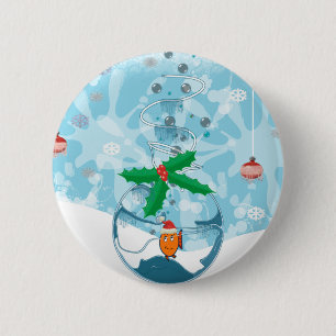 Christmas Fish Splat Pinback Button