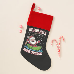 Christmas Fisherman Fishing Funny Cool Santa Claus Christmas Stocking