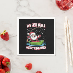 Christmas Fisherman Fishing Funny Cool Santa Claus Napkins