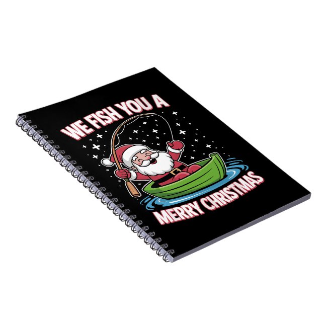 Christmas Fisherman Fishing Funny Cool Santa Claus Notebook (Right Side)