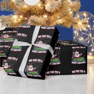 Christmas Fisherman Fishing Funny Cool Santa Claus Wrapping Paper