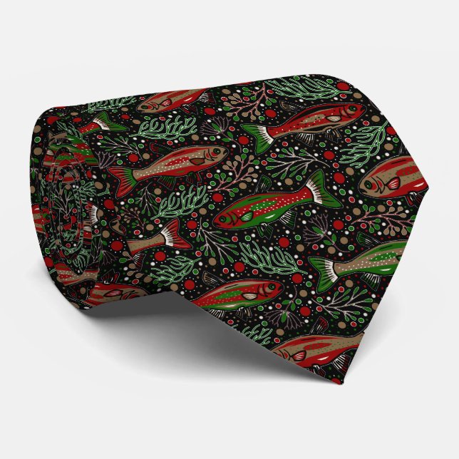Christmas Fishes Freshwater Fishing Stylish  Neck Tie (Rolled)