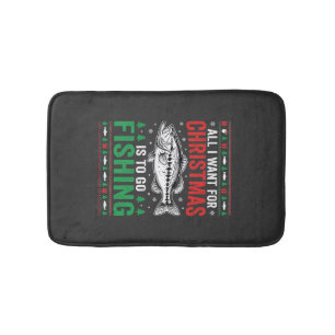 Christmas Fishing Bass Ugly Sweater Bath Mat