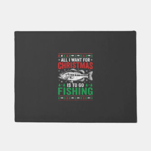 Christmas Fishing Bass Ugly Sweater Doormat