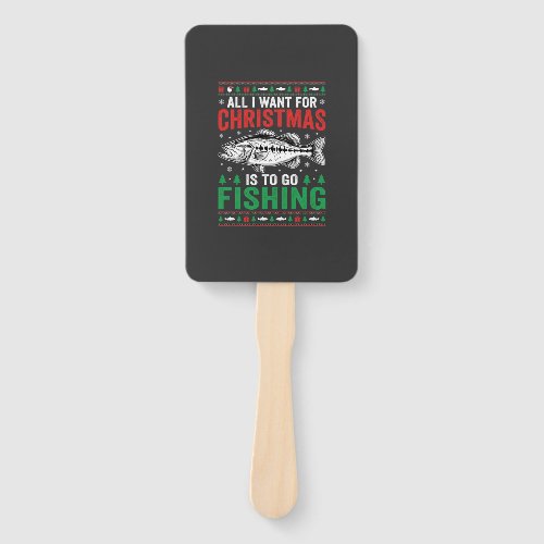 Christmas Fishing Bass Ugly Sweater Hand Fan