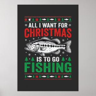 Christmas Fishing Bass Ugly Sweater Poster