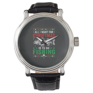 Christmas Fishing Bass Ugly Sweater Watch