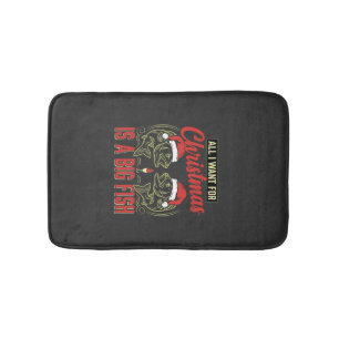Christmas Fishing Big Fish Holiday Bath Mat