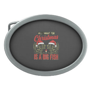Christmas Fishing Big Fish Holiday Belt Buckle