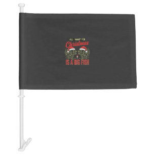 Christmas Fishing Big Fish Holiday Car Flag