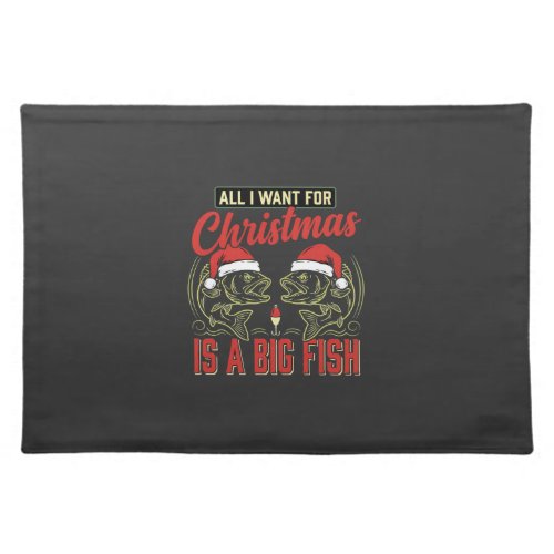 Christmas Fishing Big Fish Holiday Cloth Placemat