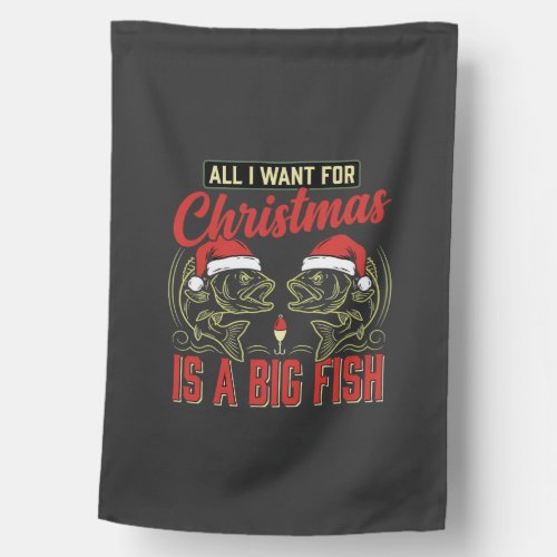 Christmas Fishing Big Fish Holiday House Flag